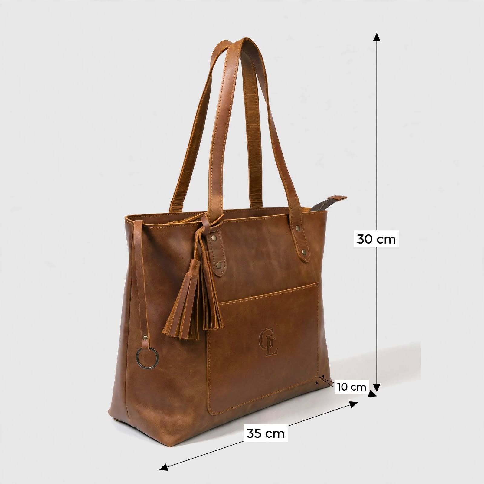 Women Leather Tote Bag size chart
