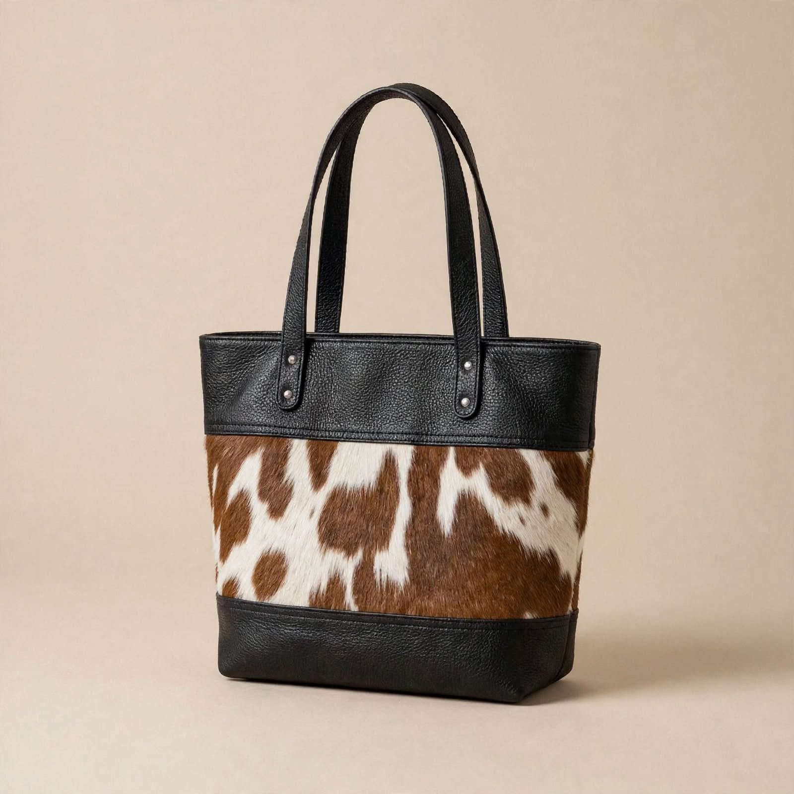 Original Cowhide Hair Leather Tote Handbag
